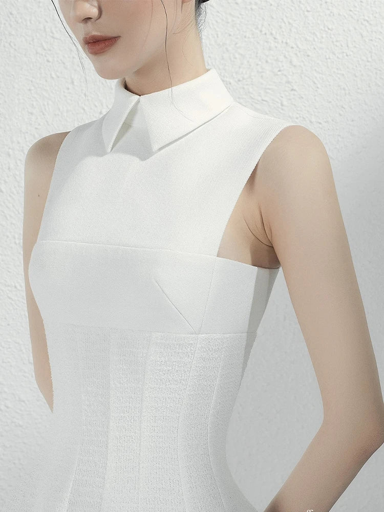 White Long-sleeved Suit Dress Designer Crop Jacket with Big Swing Dress Formal Dress Women Wedding Guest