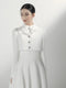 White Long-sleeved Suit Dress Designer Crop Jacket with Big Swing Dress Formal Dress Women Wedding Guest