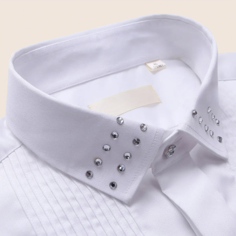 Autumn New Long Sleeve Shirt Diamond Wedding Dress Business Slim Fit Men's Shirt