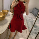 Australian Niche Design Three-dimensional Bow-shaped Halterneck Slim Dress Dress Skirt Dresses   Dress