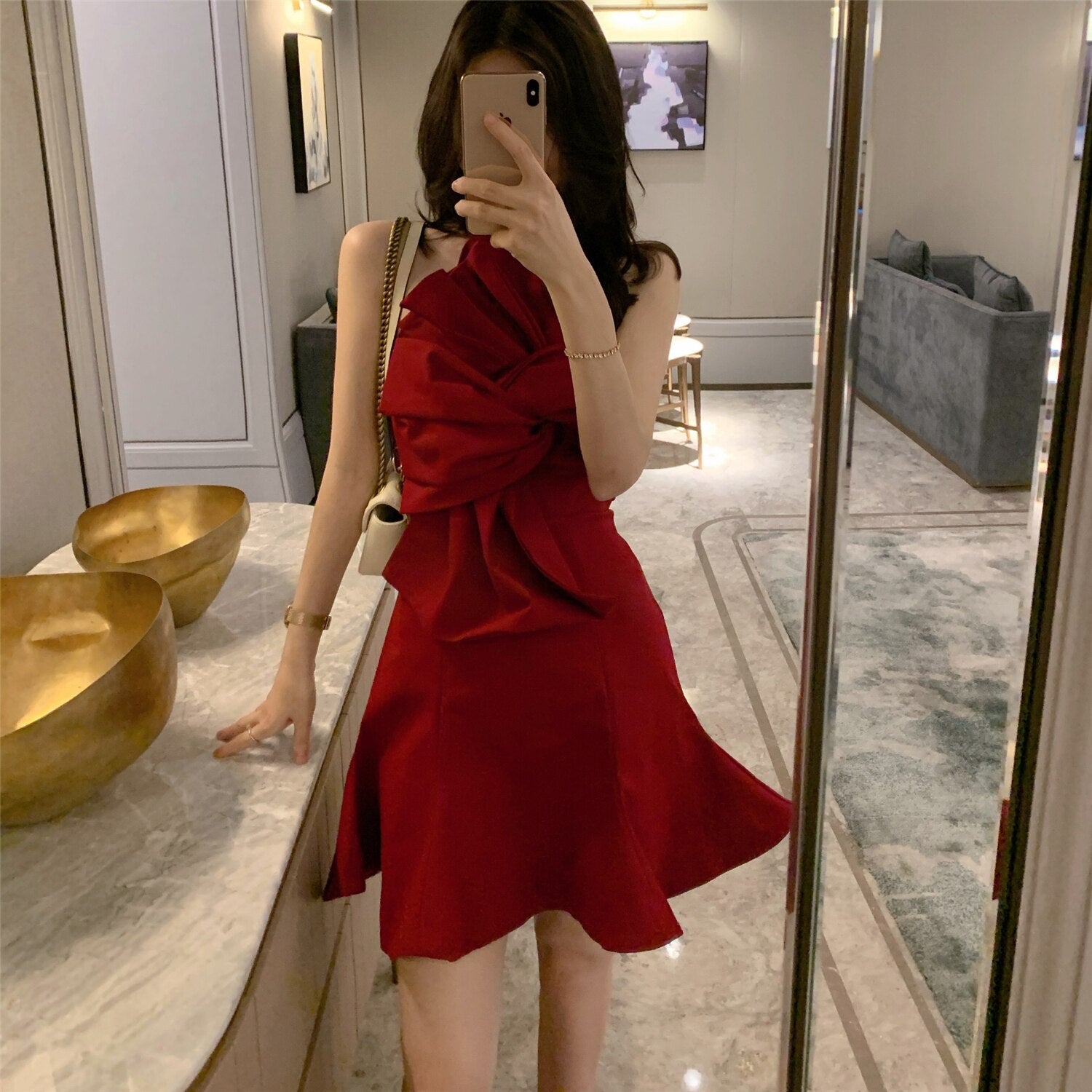 Australian Niche Design Three-dimensional Bow-shaped Halterneck Slim D – Shenzhen Stephanie Apparel Ltd. Shenzhen Tailor