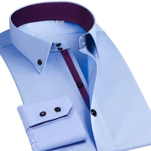 Business Gentleman Men's White Shirt High Collar Long Sleeve Slim Autumn British Shirt