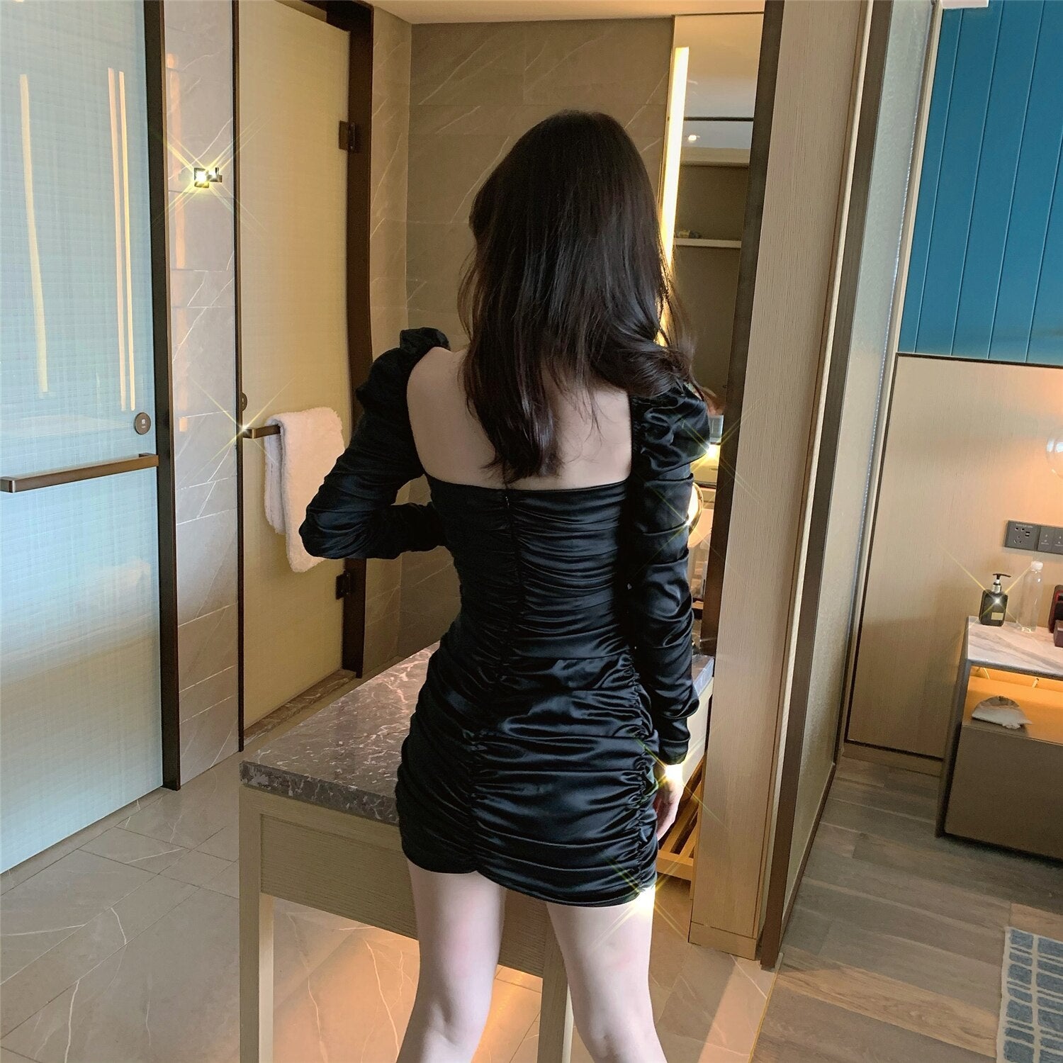 Cross Hollow Sexy Simulation Silk Diamond Chain Lace Dress Dress  Dress Impreso Floral Saten