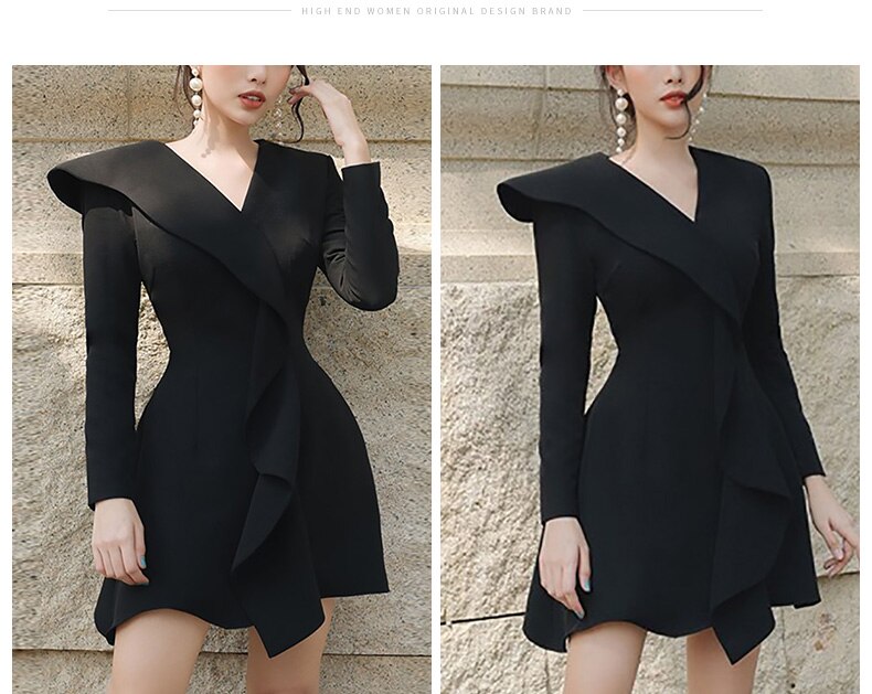 Dresses New Popular Skirt Female Temperament Waist Ruffled High Cold Royal Sister Style Tailor Make dress