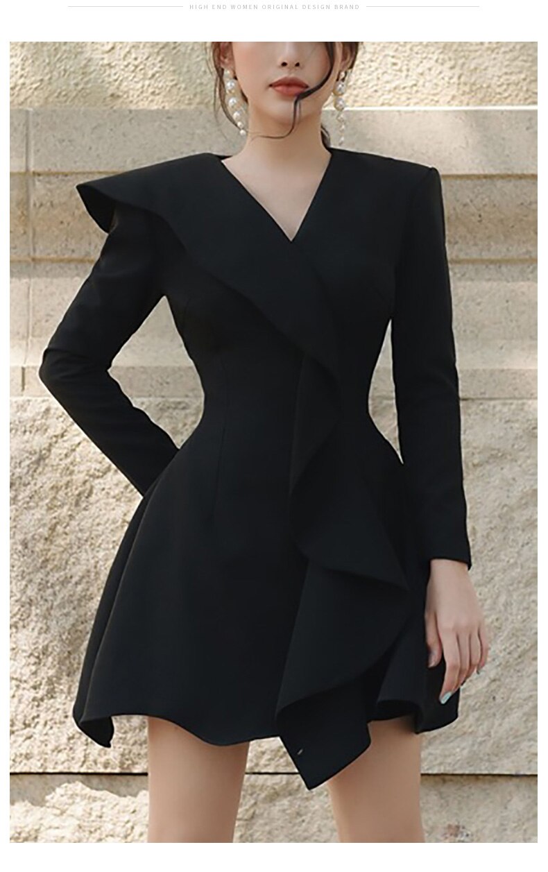 Dresses New Popular Skirt Female Temperament Waist Ruffled High Cold Royal Sister Style Tailor Make dress