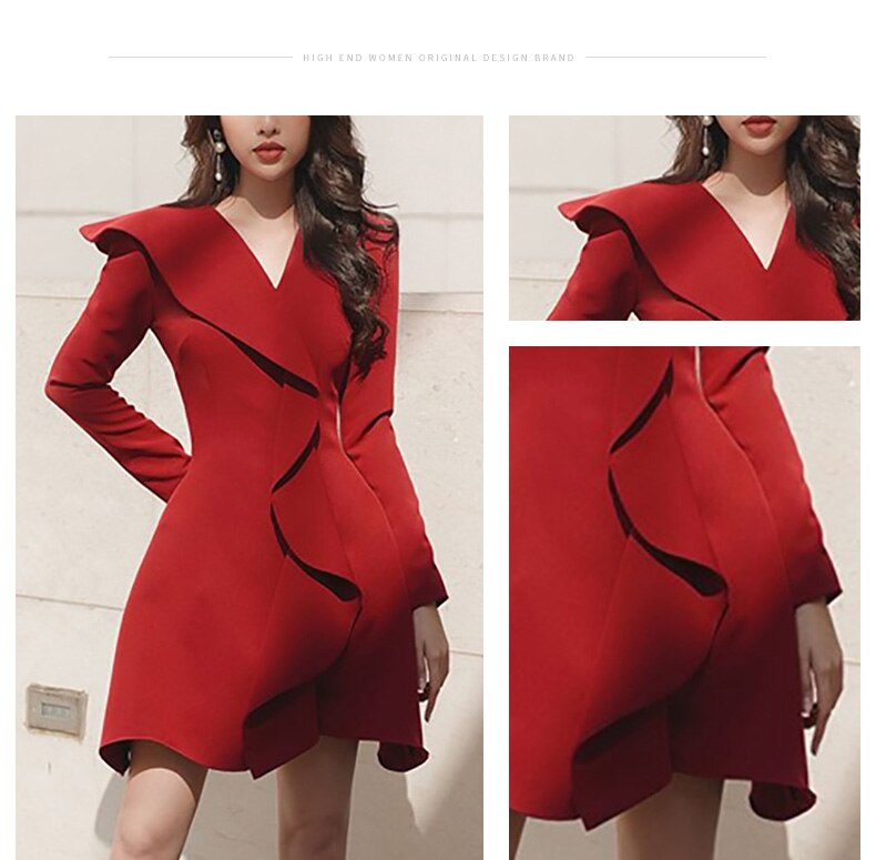Dresses New Popular Skirt Female Temperament Waist Ruffled High Cold Royal Sister Style Tailor Make dress
