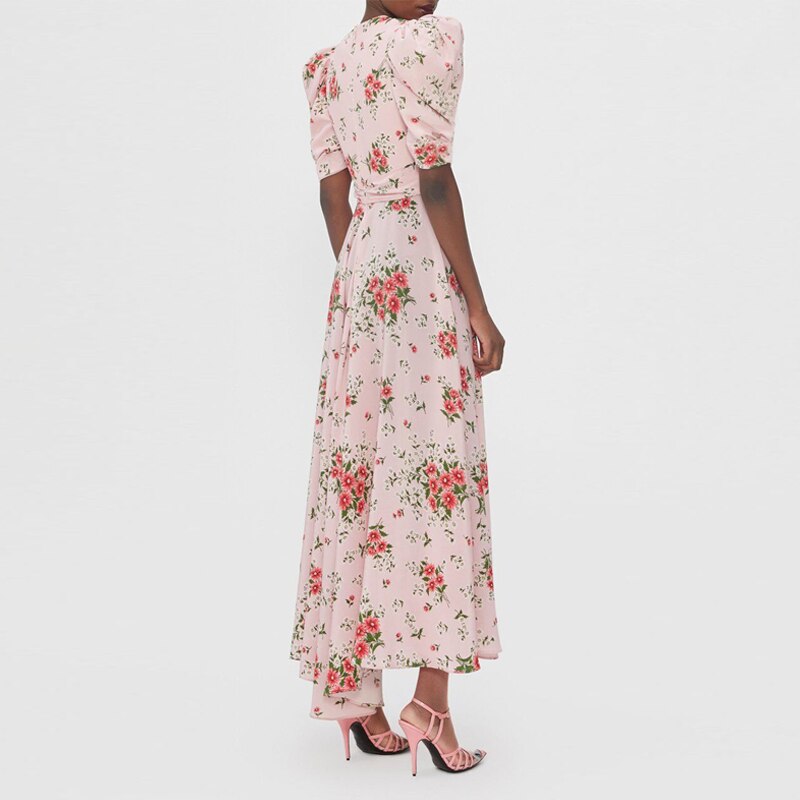 Fried Street French Small Floral Dress Artistic Skirt Niche Surprise Skirt Print Long Skirt  Dress  Dress