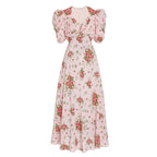 Fried Street French Small Floral Dress Artistic Skirt Niche Surprise Skirt Print Long Skirt  Dress  Dress
