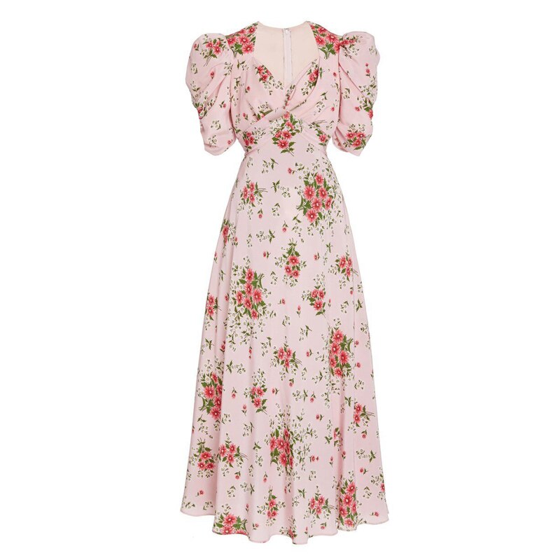 Fried Street French Small Floral Dress Artistic Skirt Niche Surprise Skirt Print Long Skirt  Dress  Dress