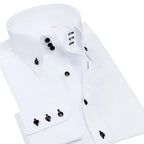 High Collar Shirt Men's Solid Color Long Sleeve Silk Slippery Non Iron Wrinkle Resistant Slightly Elastic Shirt Fashion