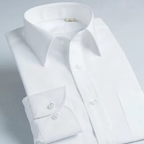 Men's White Shirt Long Sleeve Korean Double Collar Shirt Slim Men's Pure Cotton