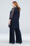 Mother of The Bride Dress  Plus Size Waterfall Glitter Lace Chiffon Plus Size Set 3pcs Suit  Jacket Top and Pant