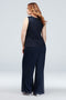 Mother of The Bride Dress  Plus Size Waterfall Glitter Lace Chiffon Plus Size Set 3pcs Suit  Jacket Top and Pant