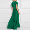 Royal Sister Goddess Fan V-neck Dress Heavy Industry Ruffled Slim Dress Skirt High Sense of High Green Long Skirt  Dress