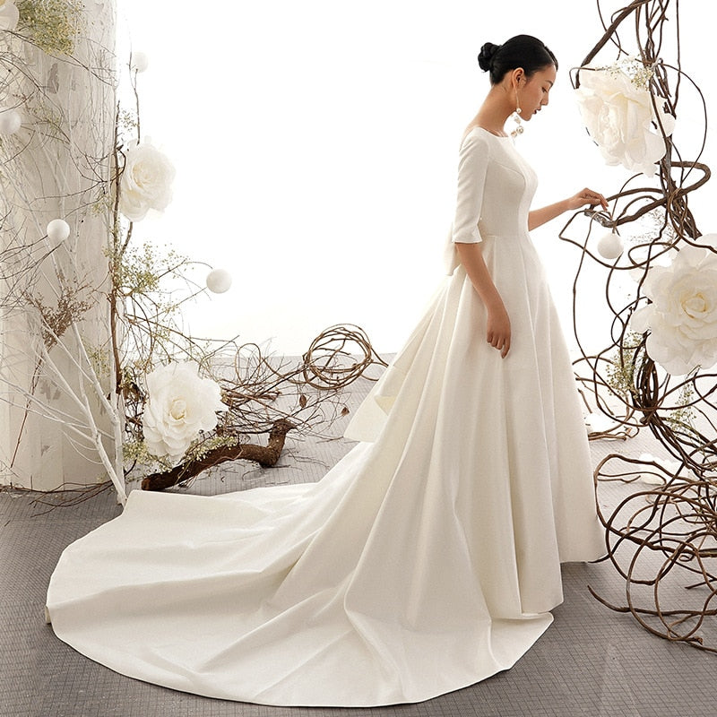 Satin wedding dress new word wedding dress princess tail dress customization dress tailor shop custom made designer dress