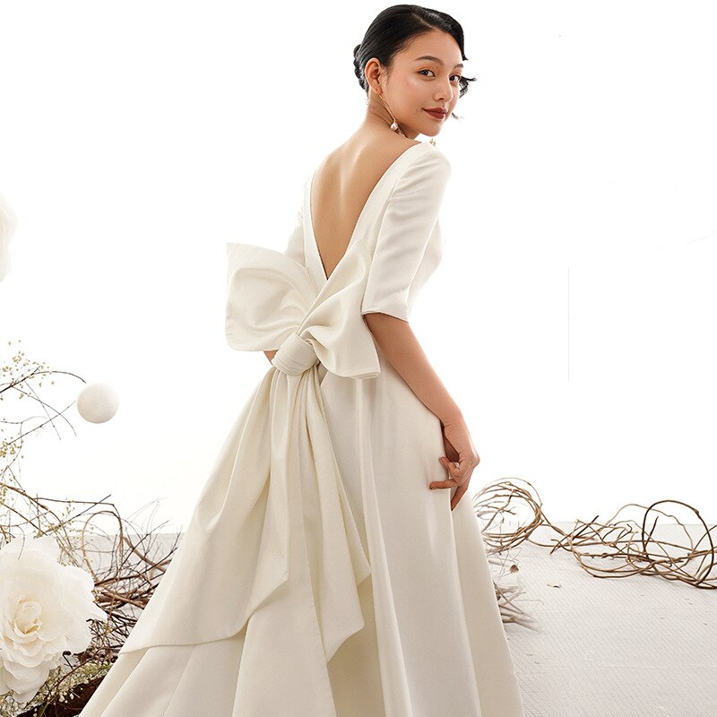 Satin wedding dress new word wedding dress princess tail dress customization dress tailor shop custom made designer dress