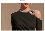 Sexy Strapless Evening Dress  Dress Skirt Female Banquet Slim Temperament Mid-length Split Dress