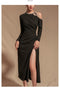 Sexy Strapless Evening Dress  Dress Skirt Female Banquet Slim Temperament Mid-length Split Dress