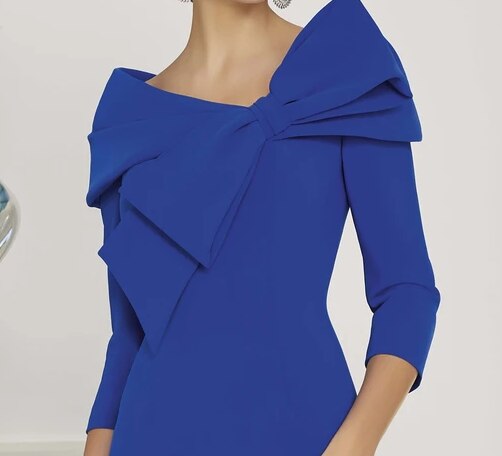 Tailor Shop mother of bride dress bride mother outfit party dress plus size royal blue occasion wear on trend bow neckline dress