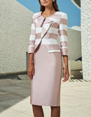 Tailor Shop mother of bride dresses bride mothers outfit party dress plus size pink stripe jacket and dress outfit