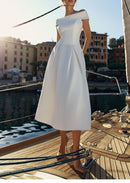 Temperament Clavicle One-shoulder Dress First Love Slim White Dress with Certificate Dress