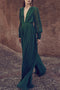 Vacation V-neck Hakama New Drape Jumpsuit Female Temperament Advanced Wide-leg Jumpsuit High Waist Thin Long Section  Dress