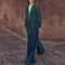 Vacation V-neck Hakama New Drape Jumpsuit Female Temperament Advanced Wide-leg Jumpsuit High Waist Thin Long Section  Dress
