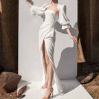 Whit Style Elegant Party Banquet Host Split-end Dress Can Usually Be Worn Dress  Dress
