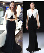 black and white evening gown fish tail style dress stylish evening dresses long custom can make any design wedding party gown