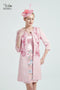 China Tailor  Custom Made Formal Wedding Guest Dress Mother of The Bride Dress   Pink Jacket Evening Gown with Sleeves