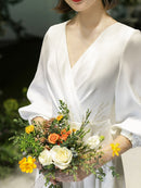 pure silk satin light wedding dress new Hepburn simple bride female French wedding dress tailor shop  customization dress
