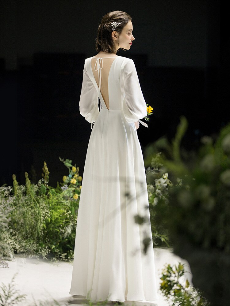 pure silk satin light wedding dress new Hepburn simple bride female French wedding dress tailor shop  customization dress