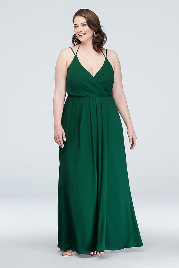tailor shop  Double-Strap Long Georgette Bridesmaid Wrap Dress wrap arouond dress for wedding party sedona oasis teal blue color