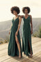 tailor shop  Double-Strap Long Georgette Bridesmaid Wrap Dress wrap arouond dress for wedding party sedona oasis teal blue color