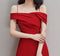tailor shop Fashion A Line Evening Dresses A Line Shoulderless Over Knee Red None Decoration Short Sleeve red summer dress