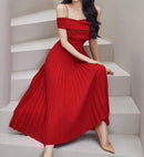 tailor shop Fashion A Line Evening Dresses A Line Shoulderless Over Knee Red None Decoration Short Sleeve red summer dress
