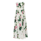 Tailor Shop Light Luxury Design Sense Off-shoulder Printed Tube Top Dress One-neck Dress Skirt Rose Flower Sexy Long Skirt Dress