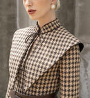 tailor shop Retro Slim and thin dark brown houndstooth winter female light luxury top and skirt Semi-Formal Dresses