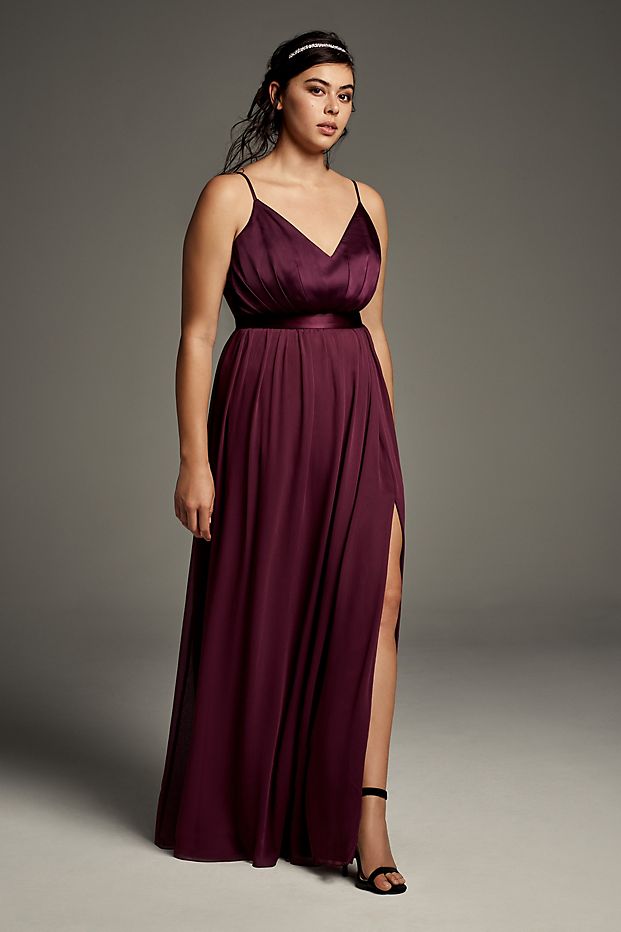 tailor shop custom made Charmeuse and Chiffon Bridesmaid Dress plus size bridesmaid dress  purple formal plus size