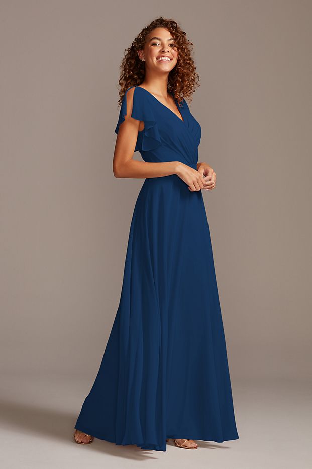 tailor shop custom made Flutter Sleeve Full Skirt Bridesmaid Dress dus –  Shenzhen Stephanie Apparel Ltd. Shenzhen Tailor