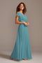 tailor shop custom made Flutter Sleeve Full Skirt Bridesmaid Dress dusty sage teal blue juniper sandy color bridesmaid dress