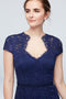 tailor shop custom made Mother of the dress Cap Sleeve Lace Gown with Notch Neckline blue llace dress