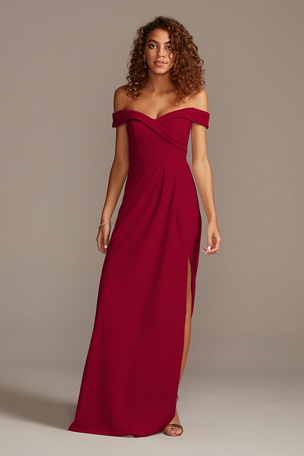 tailor shop custom made Off-the-Shoulder  Crepe Bridesmaid Dress gem green wine bright blue champagne color bridesmaid dress