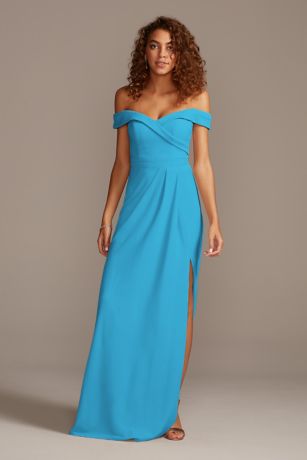 tailor shop custom made Off-the-Shoulder  Crepe Bridesmaid Dress gem green wine bright blue champagne color bridesmaid dress