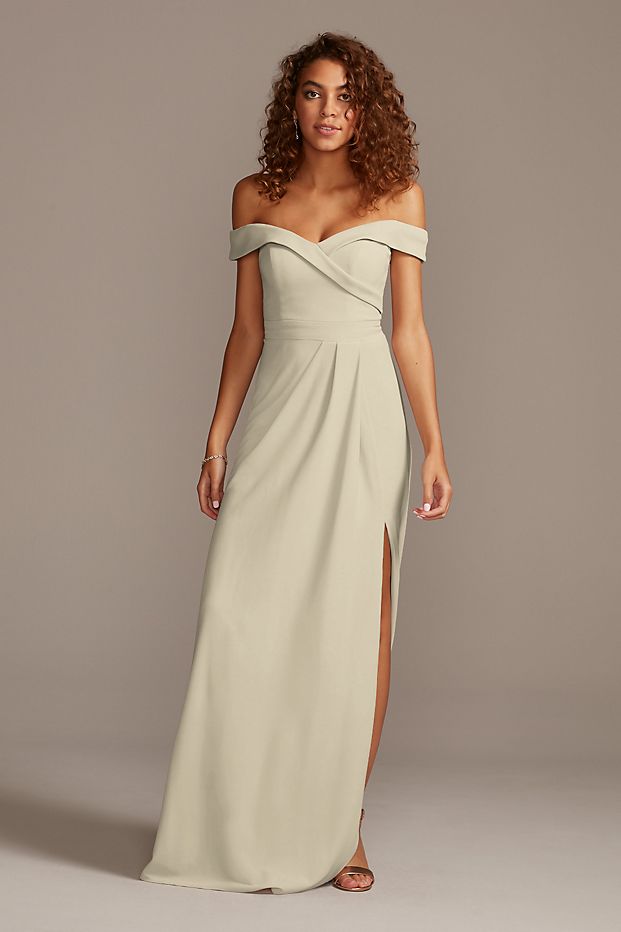 tailor shop custom made Off-the-Shoulder  Crepe Bridesmaid Dress gem green wine bright blue champagne color bridesmaid dress