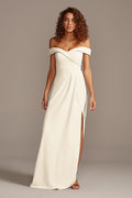 tailor shop custom made Off-the-Shoulder Crepe Bridesmaid Dress orange navy ivory color bridesmaid dress