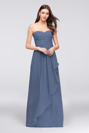 strapless crinkle chiffon dress with cascade skirt tailor shop custom made – Shenzhen Stephanie Apparel Ltd. Shenzhen Tailor Plunge Neck Belted O is glamorous as it SM-D20199U-Cool Flowers Color:Brown Multi Floral