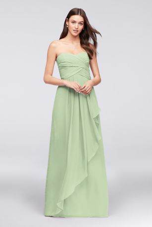 white christmas dresses tailor shop custom made Strapless Crinkle Chiffon Dress with Cascade –  Shenzhen Stephanie Apparel Ltd. Shenzhen Tailor