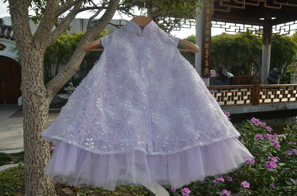 Tailor Shop Custom Made Dress Purple Lace Flower Girl Dresses Flower Girl Dresses for Weddings Tulle Dress  Girl Dress