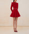 Tailor Shop Light Red Wool Dress Retro Slim  Female Light Luxury Dress Semi-Formal Dresses